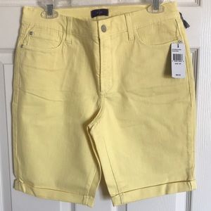 NEW! NYDJ Yellow Denim Cuffed Bermuda Shorts Size 4P